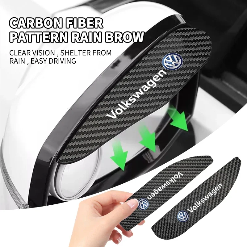 

2pcs Carbon Fiber Car Rearview Mirror Rain Eyebrow Blocker Sun Visor For Volkswagen Mitsubishi Abarth JEEP Volvo Jaguar Honda