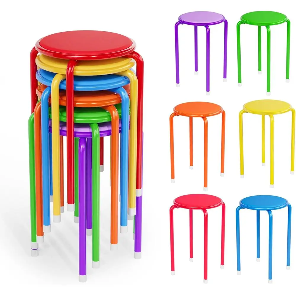 

18-дюймовые мягкие складные табуреты, разноцветные портативные металлические круглые табуреты-стулья для декора, школы, дома, кухни, использования в помещении