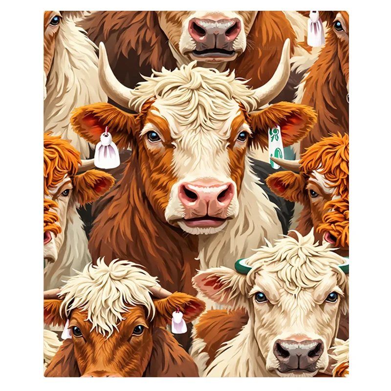 1 قطعة بطانية الفانيلا مريحة المرتفعات البقرة طباعة بطانية لديكور نمط المزرعة #2