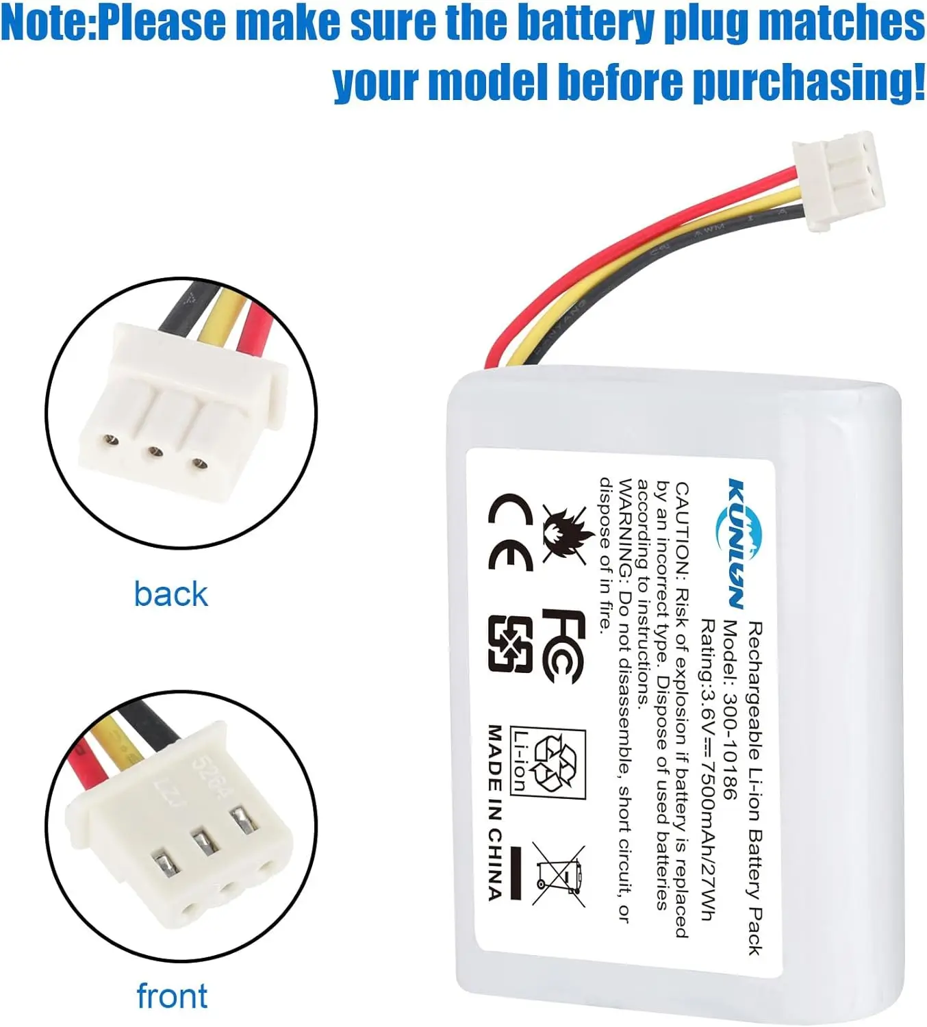 KUNLUN 3.6V 7.5Ah Batteria di ricambio 300-10186 per pannello di sicurezza intelligente ADT Command ADT5AIO-1 ADT5AIO-2 ADT5AIO-3 ADT7AIO-1