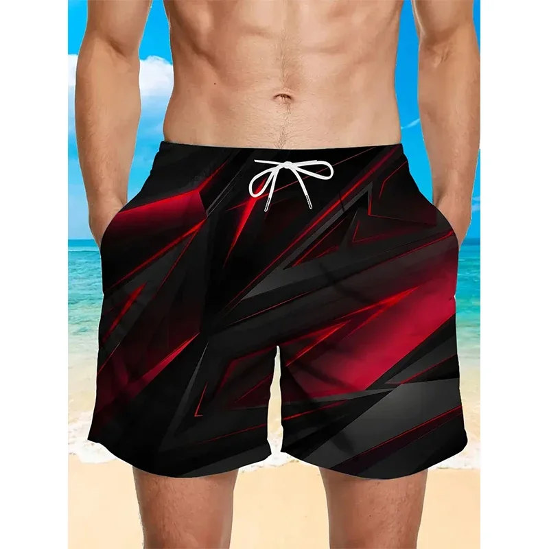 New Fashion Men's Shorts, Beach Shorts, Fitness Shorts, Drawstring Stretch Waist, 3D Printed Graphic Printing, Breathable, Soft