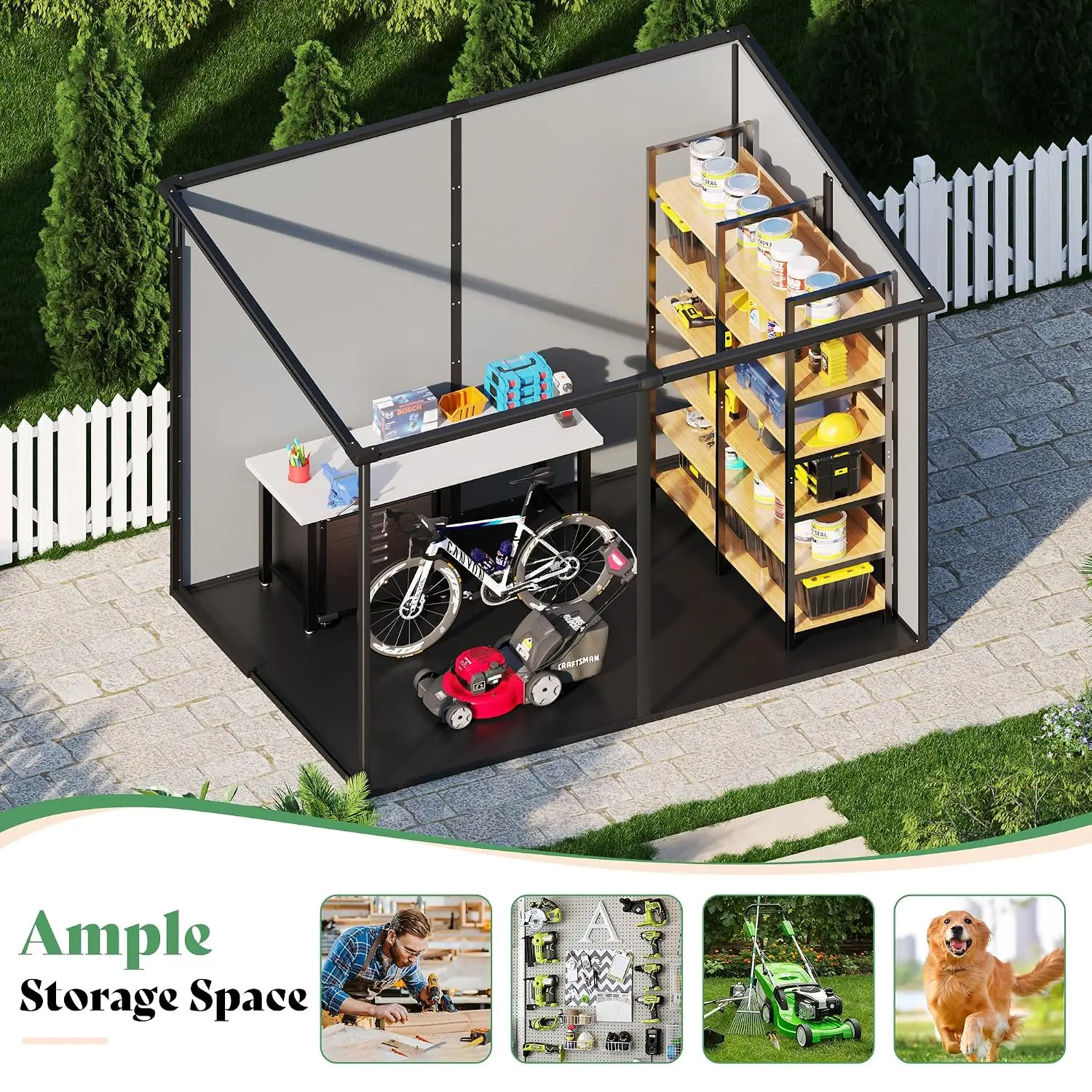 8 x 6 x 6 FT Resin Lean to Storage Shed with Floor, Customized