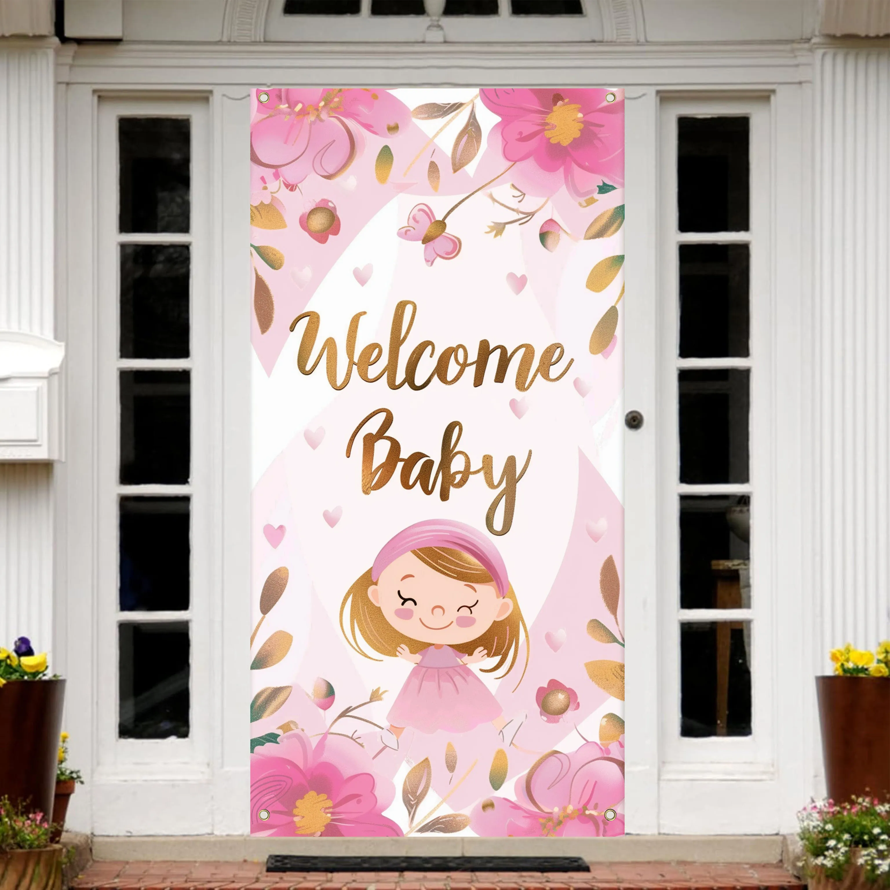 70x35 pollici Banner di benvenuto per bambini, benvenuto a casa Banner per porta per bambina decorazioni per Baby Shower, benvenuto è un Banner per