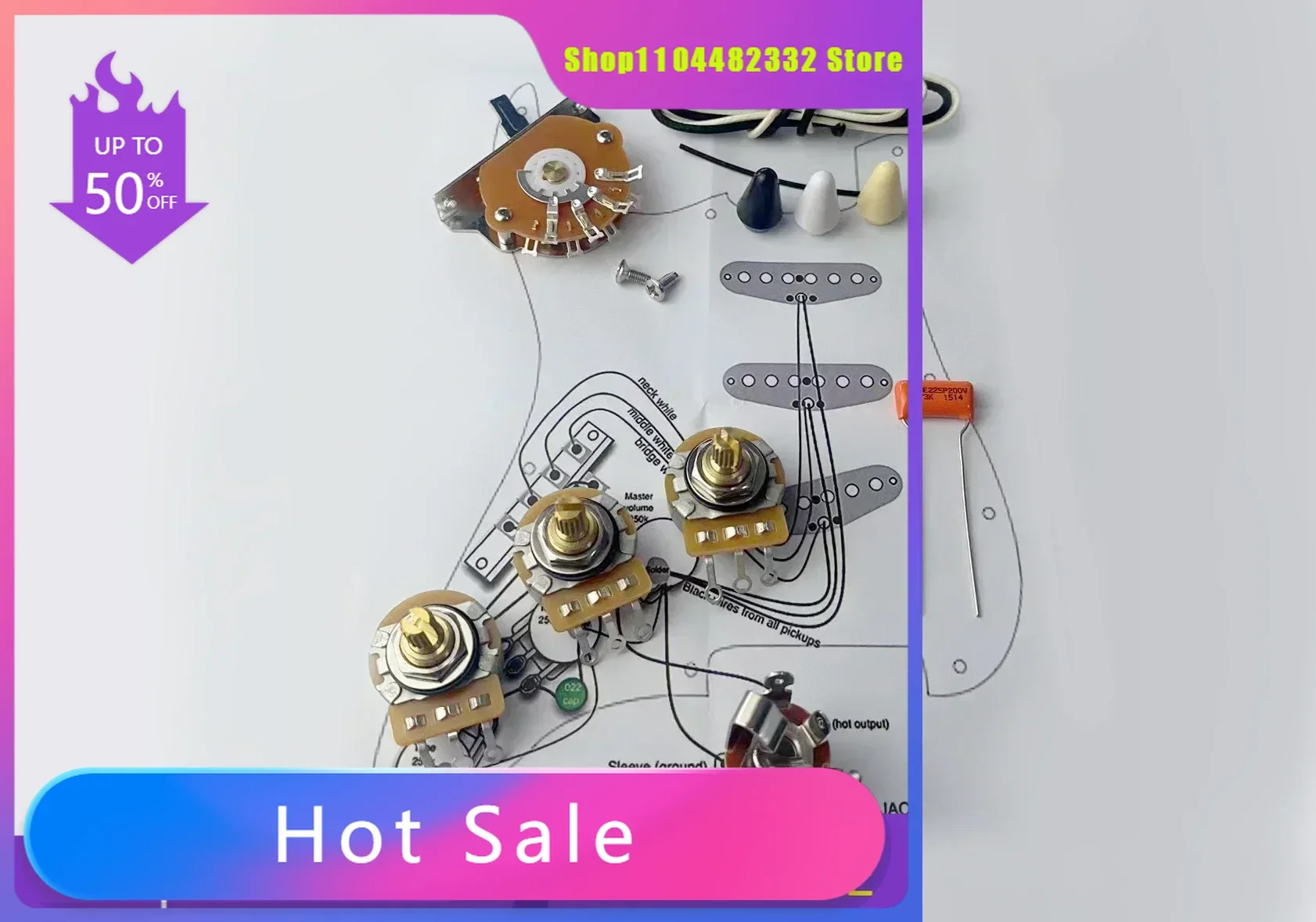 

H X Shop Store--Wilkinson WVS 60's Alnico5 SSS Single Coil Guitar Pickup with Potentiometer Wiring Kit 1 Set
