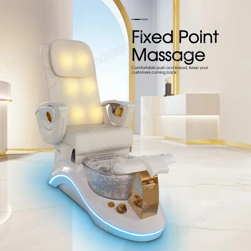 Luxury Modern Salon Furniture, Foot Spa Chair with Massage Recliner, Manicure Pedicure Chair for Nail Salons, 2 in 1 Function