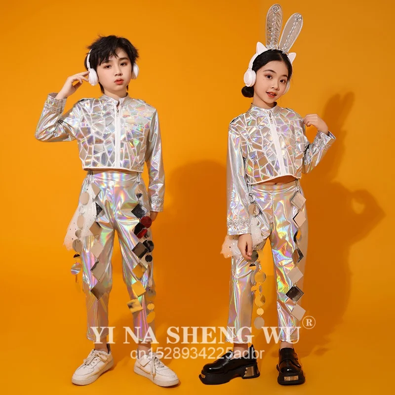

Jazz Dance Suit HipHop Technology Sense Space Suit Robot Children's Clothing Children Hip-Hop Performance Clothes Cool Party