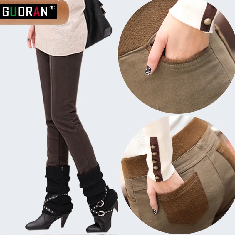 Winter Causal pants & capris women elastic high waist cotton thicken warm clothes 5xl 6xl skinny pencil pants female trousers