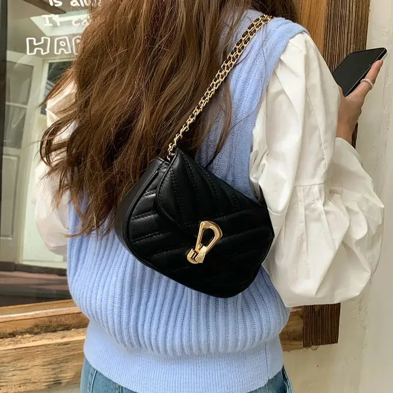 

TRSYPHXM Chain bag for women 2024 new style texture and temperament, niche design, shoulder bag, crossbody small square bag