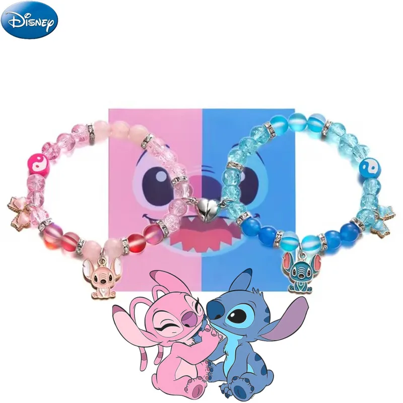 2pcs/set Disney Stitch Anime Bracelet Stitch Dolls Love Magnet Rope Chain Wristband Kid Toys Couple Boy Girls Birthday Toy Gifts