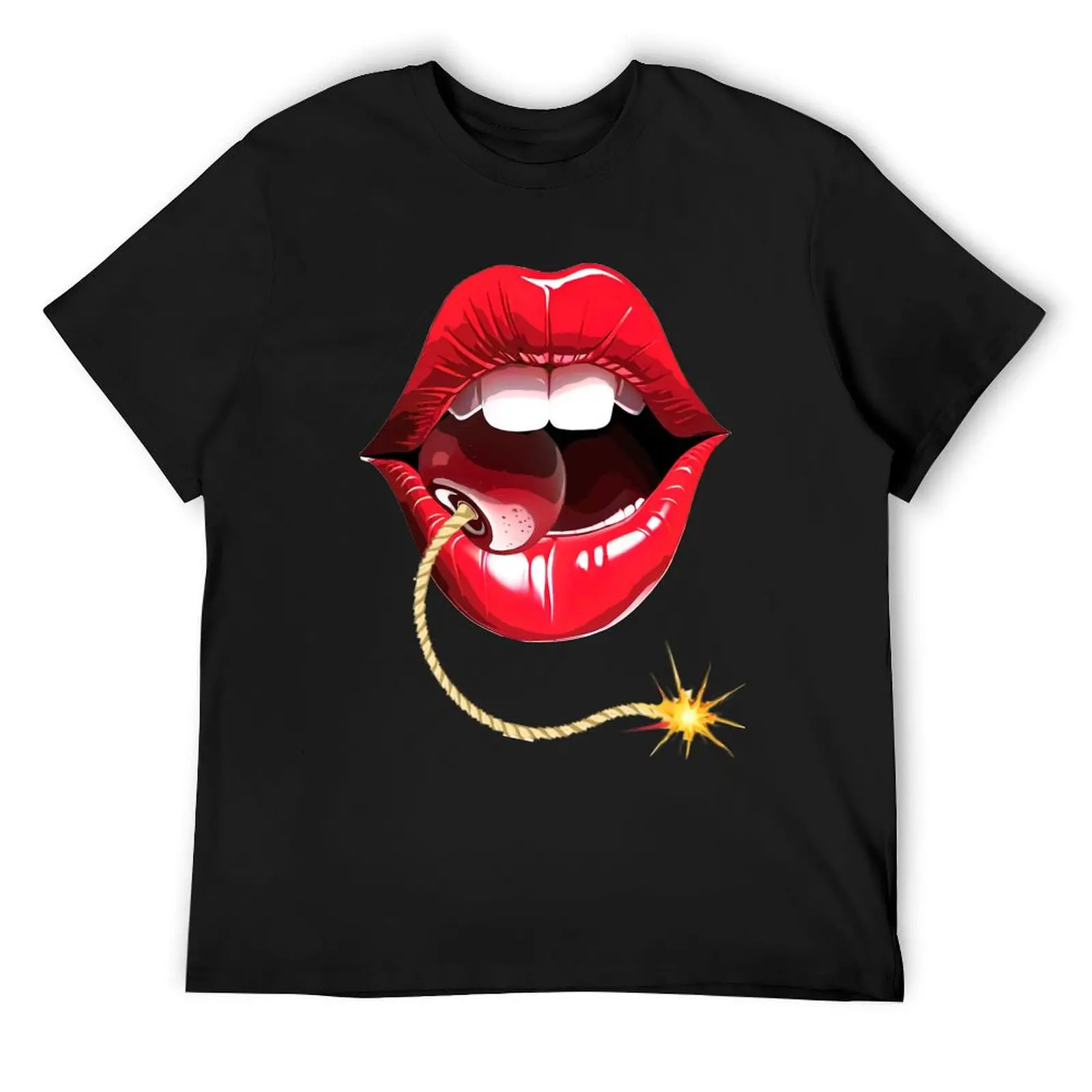 Spy Agent Aiden (sam Rockwell) Argylle Cherrybomb Lips T-Shirt customs graphic t shirts big and tall t shirts for men