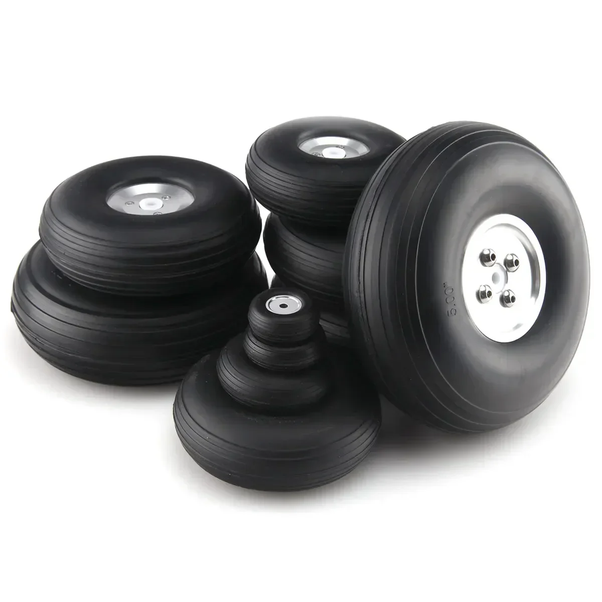 1 Pair Sky-Fly RC Model PU Wheels With Aluminum Hub Multi-size 1 inch to 5 inch