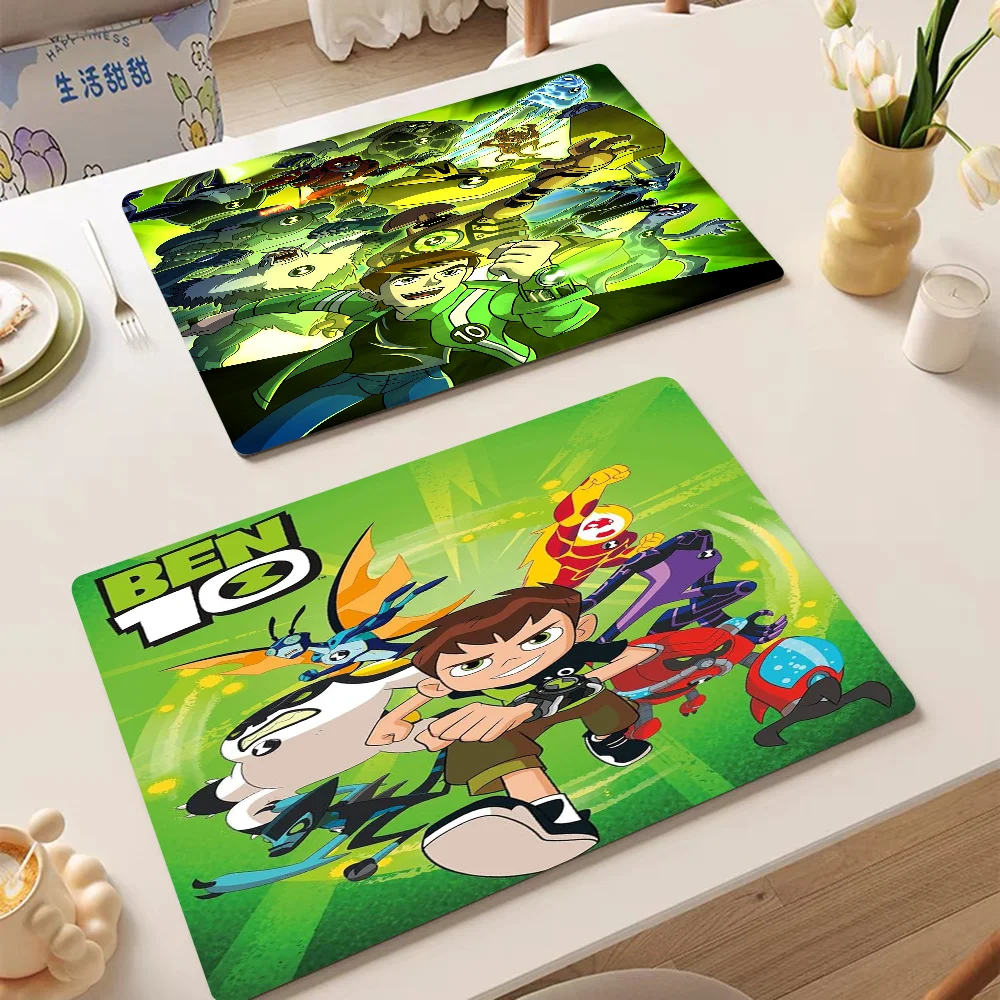 Anime Ben 10 Coffee Tablewear Drain Pad Bathroom Square Absorbing Anti-slip Dry Mat Kitchen Placemat Dishes Cup Pad