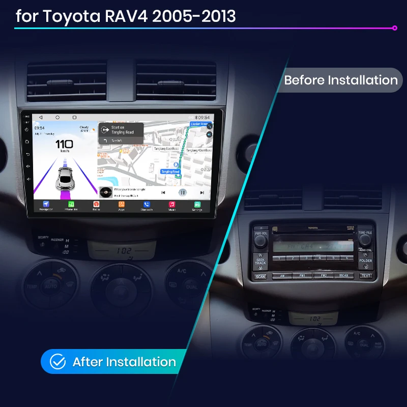 Junsun Qualcomm chip 8-Core Android13 Car Radio For Toyota RAV4 4 2005-2013 Wireless CarPlay Autoradio Stereo Screen Multimedia