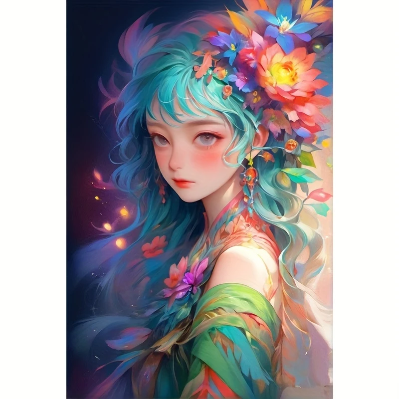 

Красивая девушка с цветными волосами и цветами, 500/1000/1200/2000 деталей, пазлы-головоломки, семейные игры для игровой комнаты, спальни, подарок