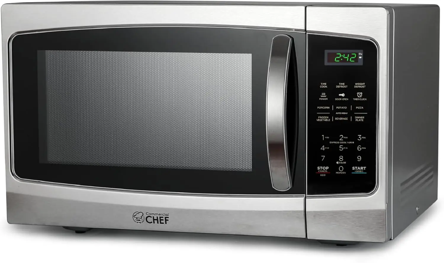 

1.3 Cu Ft 1000W Countertop Microwave with 10 Power Levels, Digital Timer, Pull Handle Door Lock, Stainless Steel