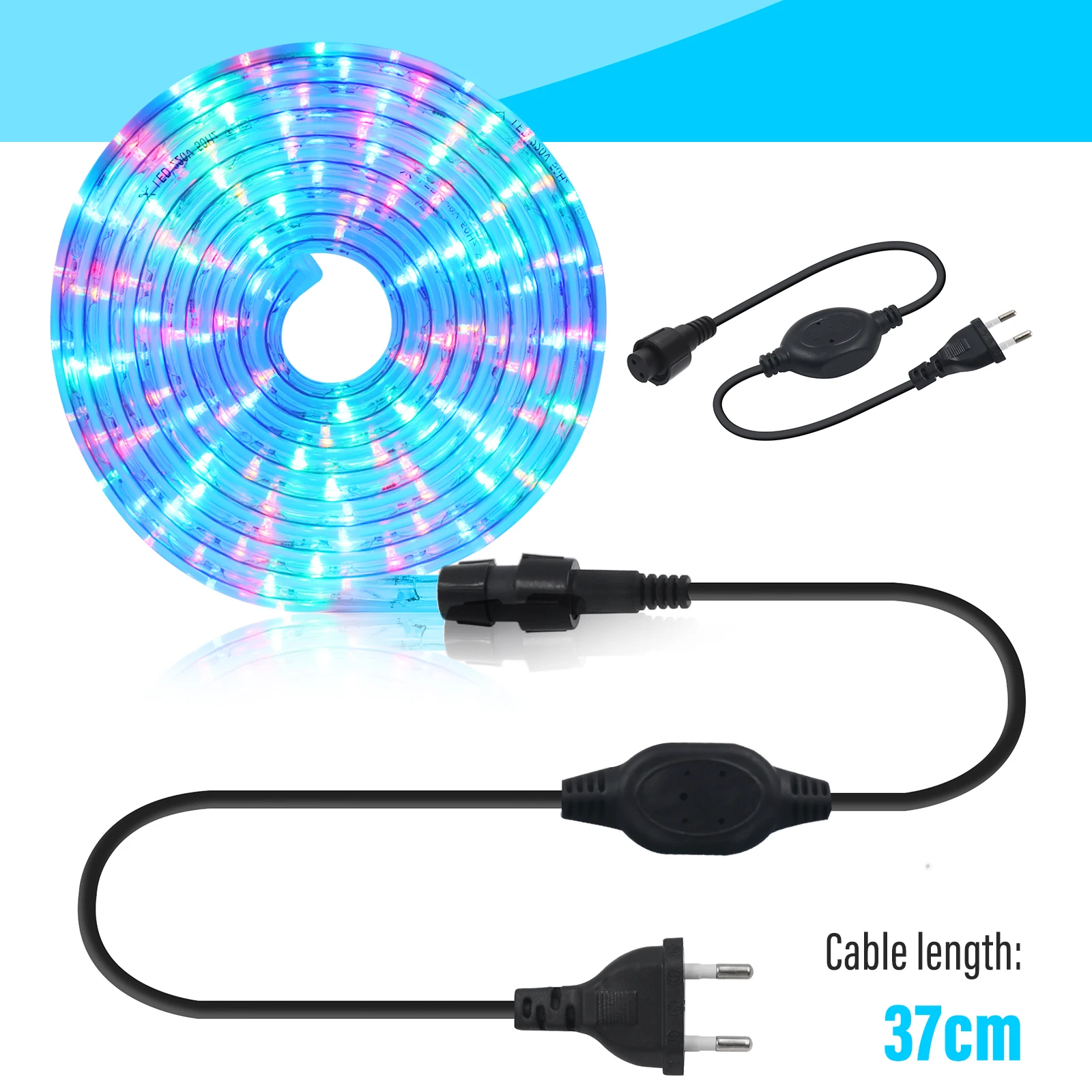220V 230V 110V 8 Modes Power Supply Plug For 2 Wire RGB/Single Color 360 Round Neon Rope Light  US EU UK Power Connector Plug
