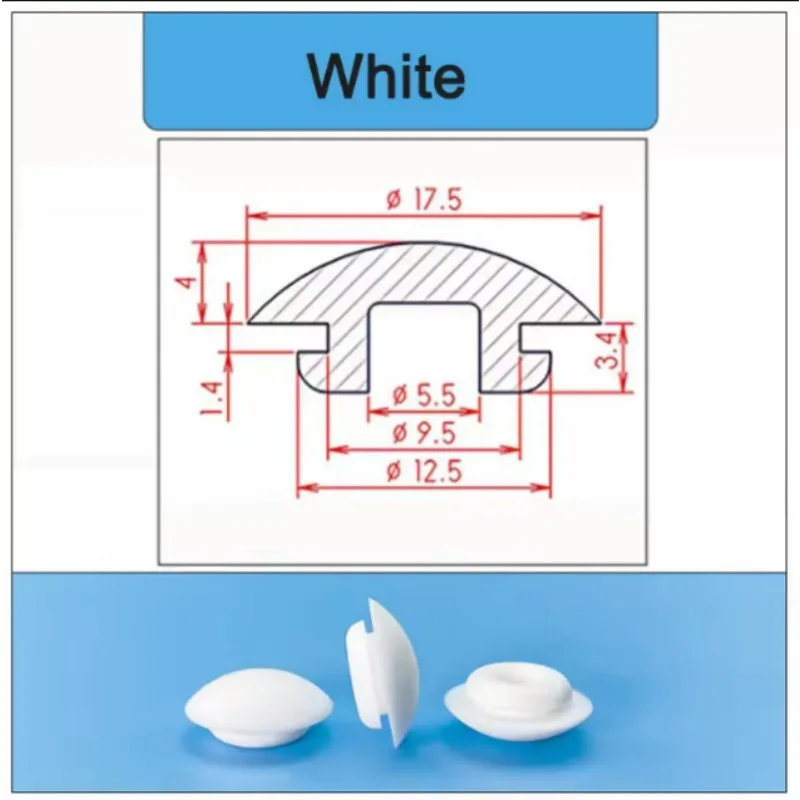 9.5 ملم أبيض وأسود مقاومة درجات الحرارة العالية سيليكون المطاط سدادة الختم؛ المكونات المطاطية المقلوبة؛ غطاء قوس المكونات المطاطية الناعمة. #6