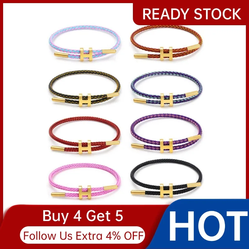 3MM H-Shaped Buckle Steel Wire Rope Bracelet 3D Hard Golden Adjustable Stainless Steel Waterproof Sweat Proof Bracelet