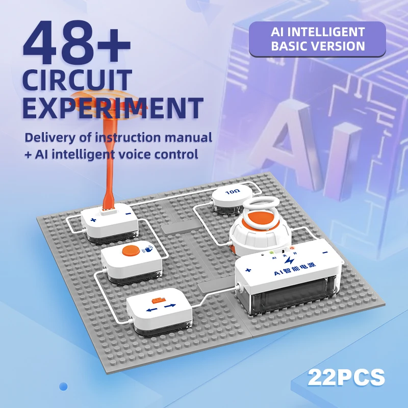 STEM elektronische circuit bouwstenen kit, AI spraakbesturing educatief speelgoed, DIY natuurkunde wetenschap experiment voor kinderen van 6-12
