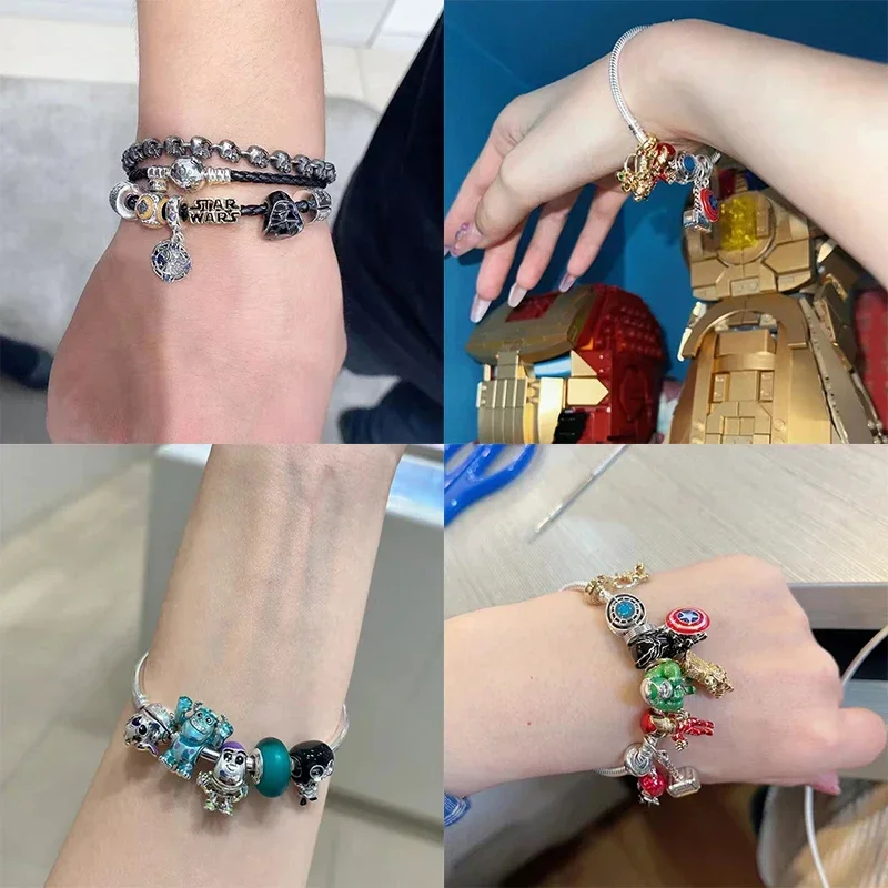 Miniso marca charme contas caber harry potter 925 prata esterlina disney charme marvel 3mm pulseira diy pingente jóias