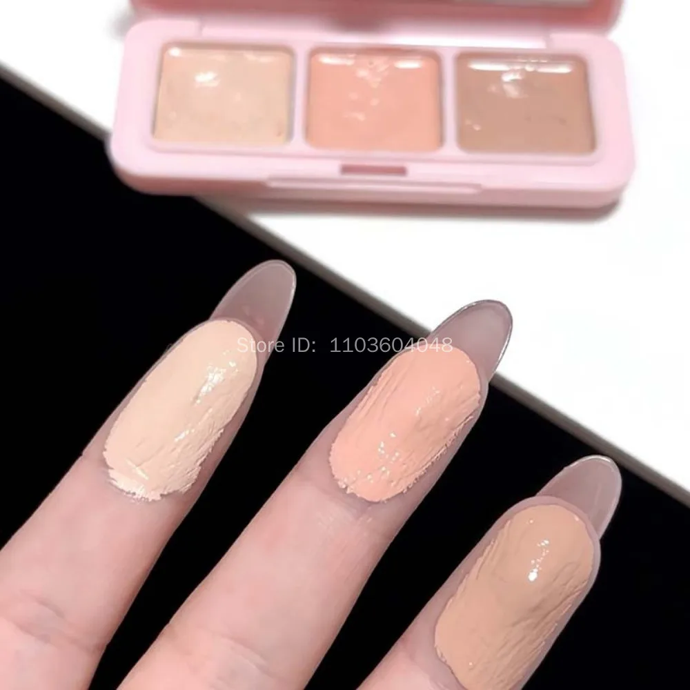 พาเลทคอนซีลเลอร์ 3 สี ปรับสีผิว ปกปิดจุดด่างดำ บำรุงผิวรอบดวงตา คอนทัวร์ครีม ปกปิดเต็มที่ ควบคุมความมัน