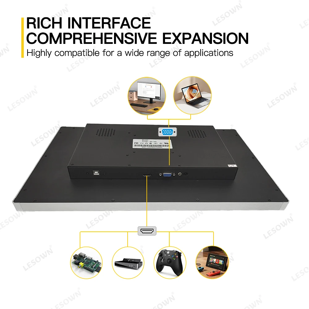 Imagem -03 - Lesown-monitor Capacitivo Industrial do Toque 19 1440x900 Hdmi Relação de Vga 185 hd Completo Dc12v 3a Exposição do Lcd de Vesa