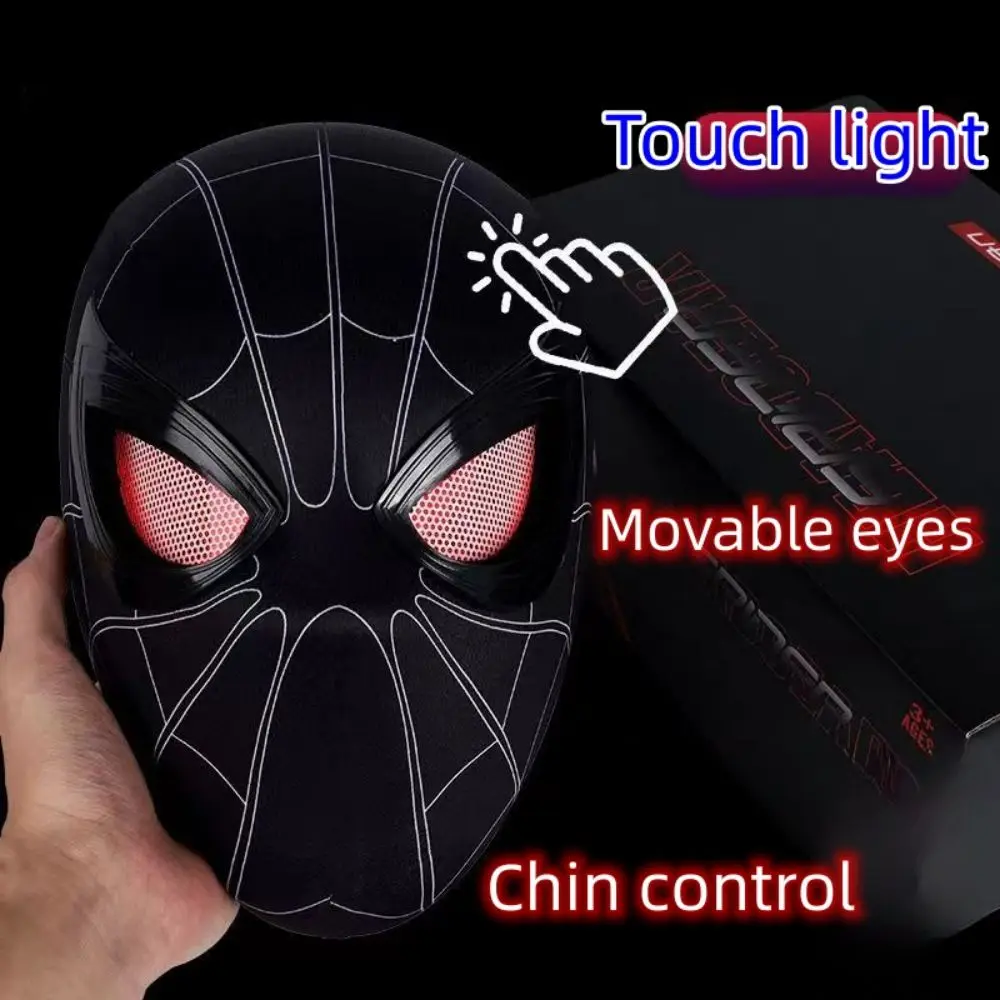 Movie Spidey Mask Eyes Glowing Remote Control Ring Superhero Toys Children Kids Halloween Cosplay Costume Mask Christmas Gifts