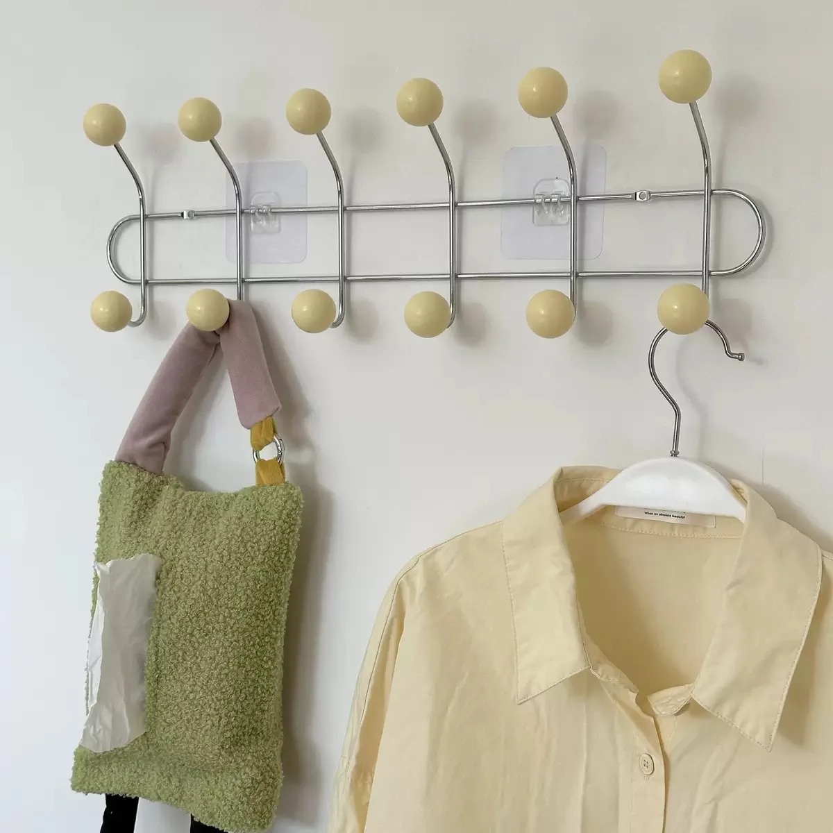 Entrance Hall Wall Coat Racks Bedroom Clothing Storage Hanger Rack Hooks Portable Backpack Cap Scarf Clothes Organizer Hangers