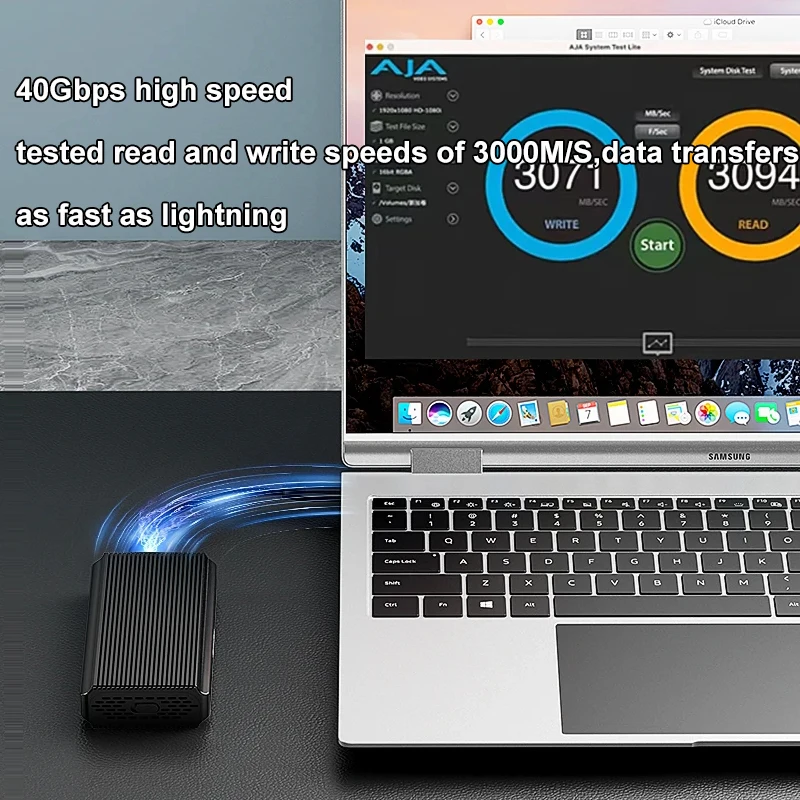 Imagem -02 - Caixa Ssd Nvme M.2 Usb Alumínio Estojo Externo Compatível com Thunderbolt de 8tb Tipo-c 40gbps