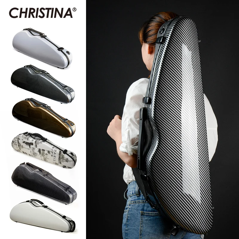 CHRISTINA Violin Case 4/4 Size Multicolors Available Widened Triangular Lightweight Hybrid Carbon Fiber Double Shoulder VBWTS