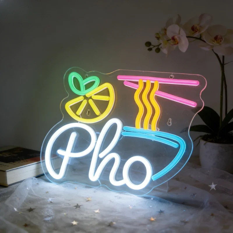 

Pho Neon Sign Dimmable LED Neon Light USB Vietnamese Noodle Wall Decor for Restaurant Kitchen Food Shop Cafe Business Decor