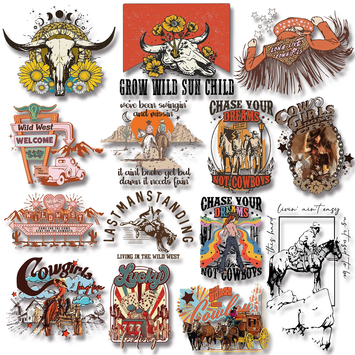 Rodeo Wild West Cowgirl persiguiendo tus sueños vaquero verano estampado de leopardo transferencias de hierro para ropa decoración DIY