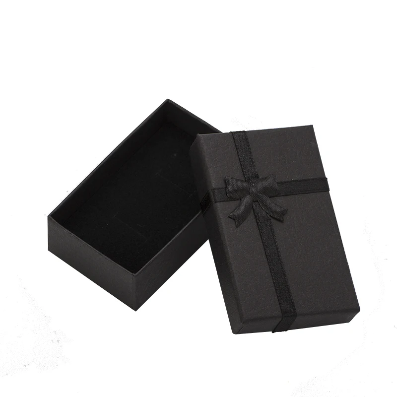 32pcs 5x8cm Jewelry Box with Sponge Black Necklace Ring Studs Earrings Paper Jewellery Boxes Birthday Gift Packaging Display