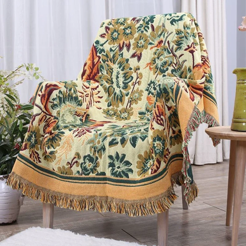 Pure cotton Retro nostalgia carpet thin blanket Tibet Ethnic Art blanket bed cover living room bedroom Tablecloth Felts tapestry