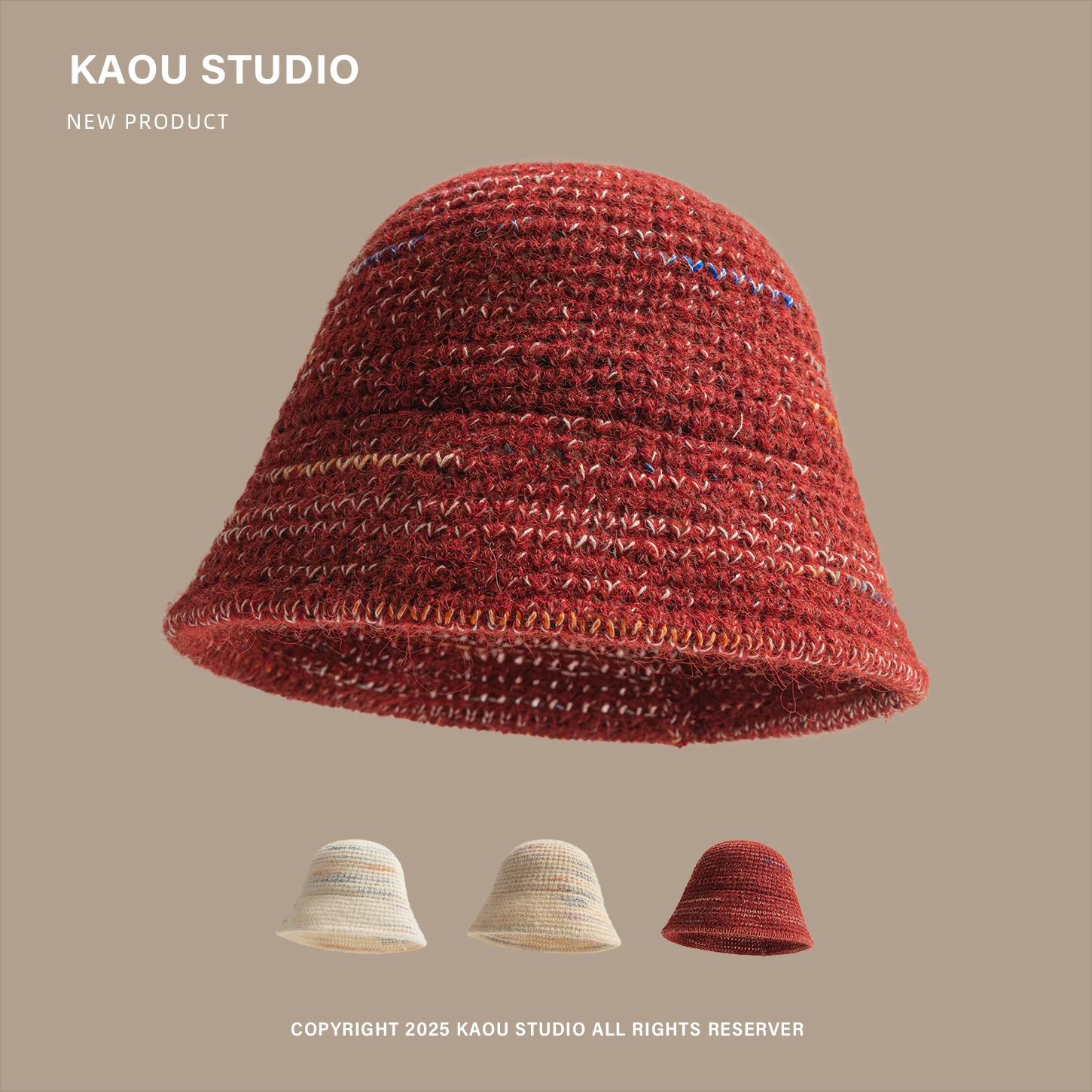 

Vintage Knitted Fisherman Hat Autumn Winter Mixed Color Versatile Artistic Wool Hat Winter Windproof Warm Cold Hat