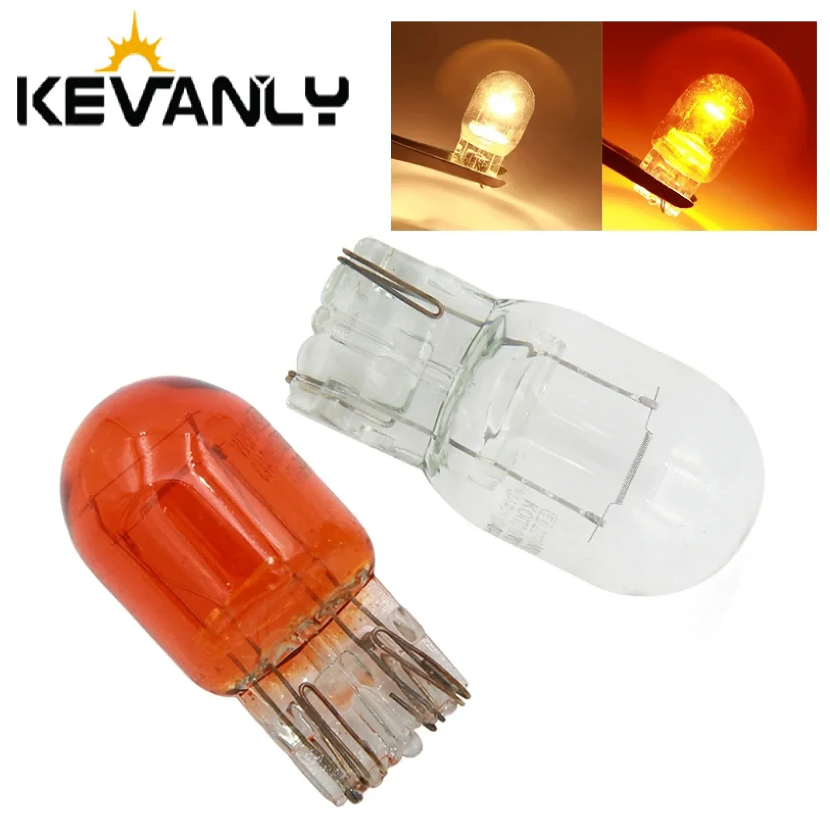 

KEVANLY, 10 шт., Автомобильная галогенная лампа T20 w21/5w 7440 7443, 12 В, тёплый белый, янтарный, стандартная лампа, Задний сигнал поворота, 12 В