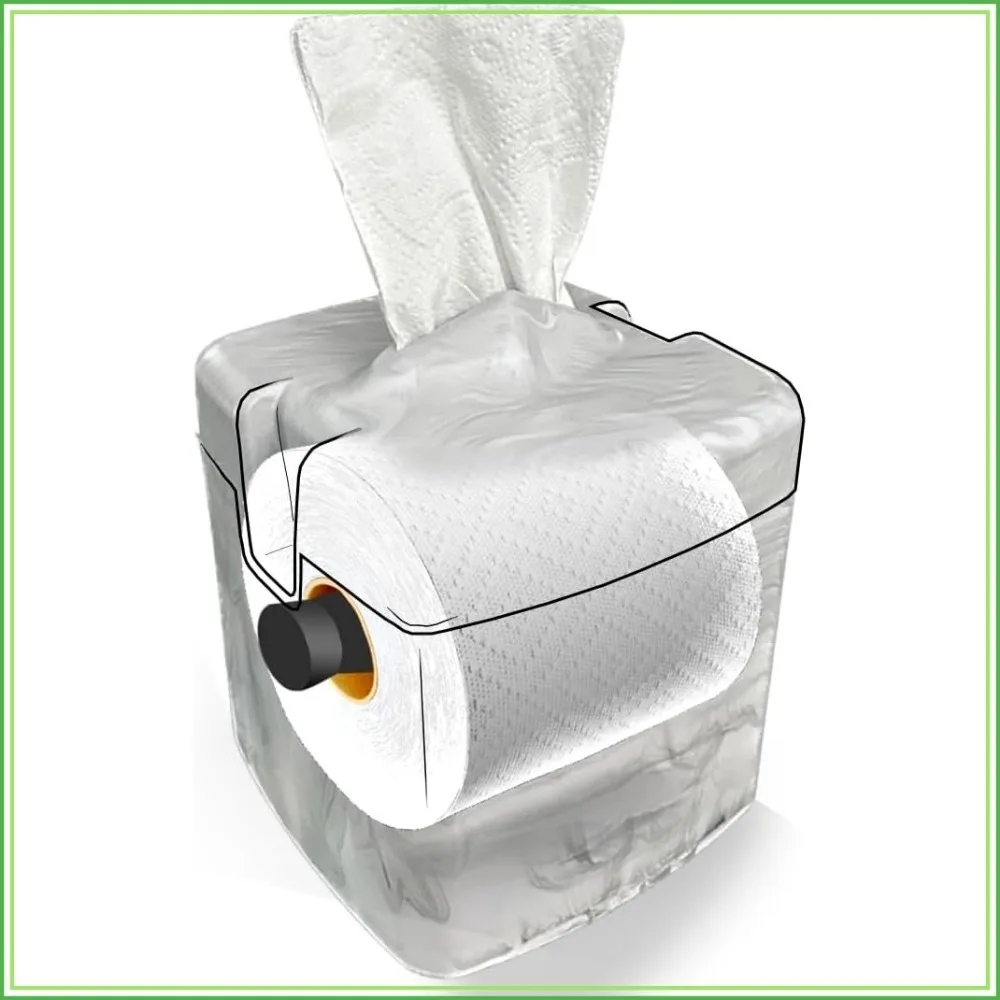 Tissue Caddy Life Hack Toilet Paper Dispenser - Money Saver Alternative to Tissue Box and Holder for Home, Bathroom - White Marble