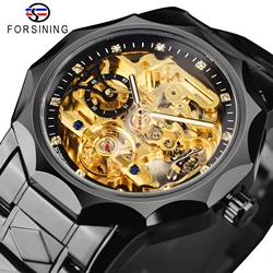 Forsining 2022 Mechanical Wristwatch Men's Tourbillion Design Automatic Skeleton Wrist Watch Waterproof Fashion Diamond Diaplay