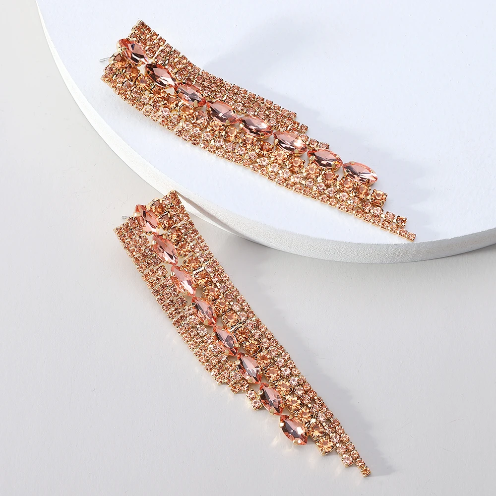 Luxury Brand Geometric Tassel Multicolored Crystal Long Dangle Earrings Boho Fairy Elegant Holiday Vintage Jewelry Accessories image 5