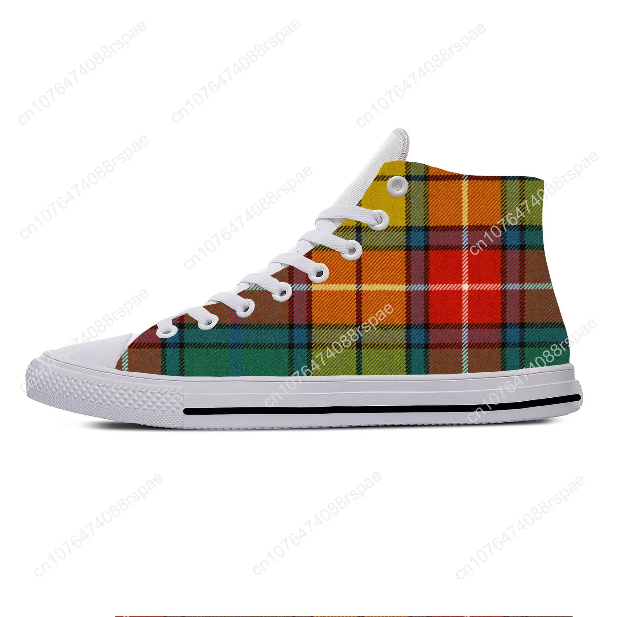 Summer Scottish Clan Buchanan Tartan Plaid Fashion Casual Shoes traspirante uomo donna Sneakers High Top scarpe da tavola leggere