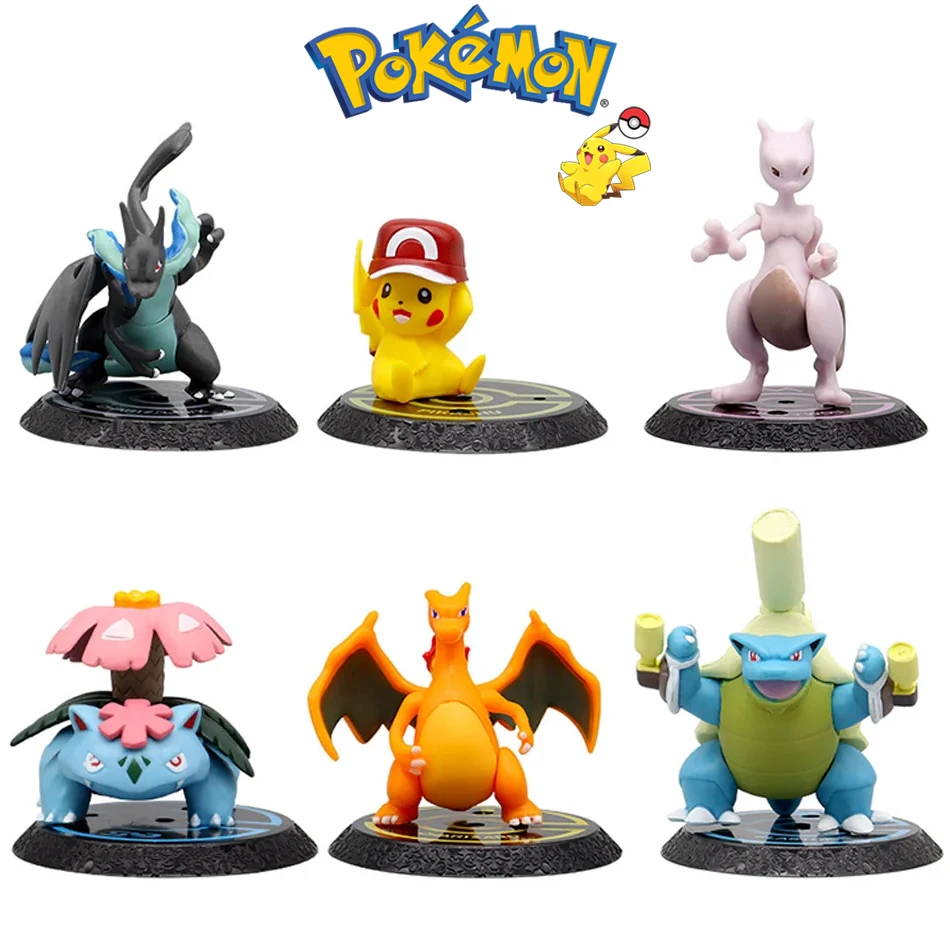 بوكيمون 6 unids/set figur de أنيمي بيكاتشو 6-7 سنتيمتر تمثال Charizard Blastoise السنجاب Bulbasaur نموذج دي تمثال دي أكيا جوجو