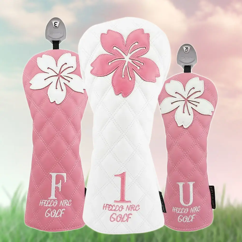 fashion sakura Golf Head Covers for Driver & Woods for golf lovers, Premium PU Material Head cover