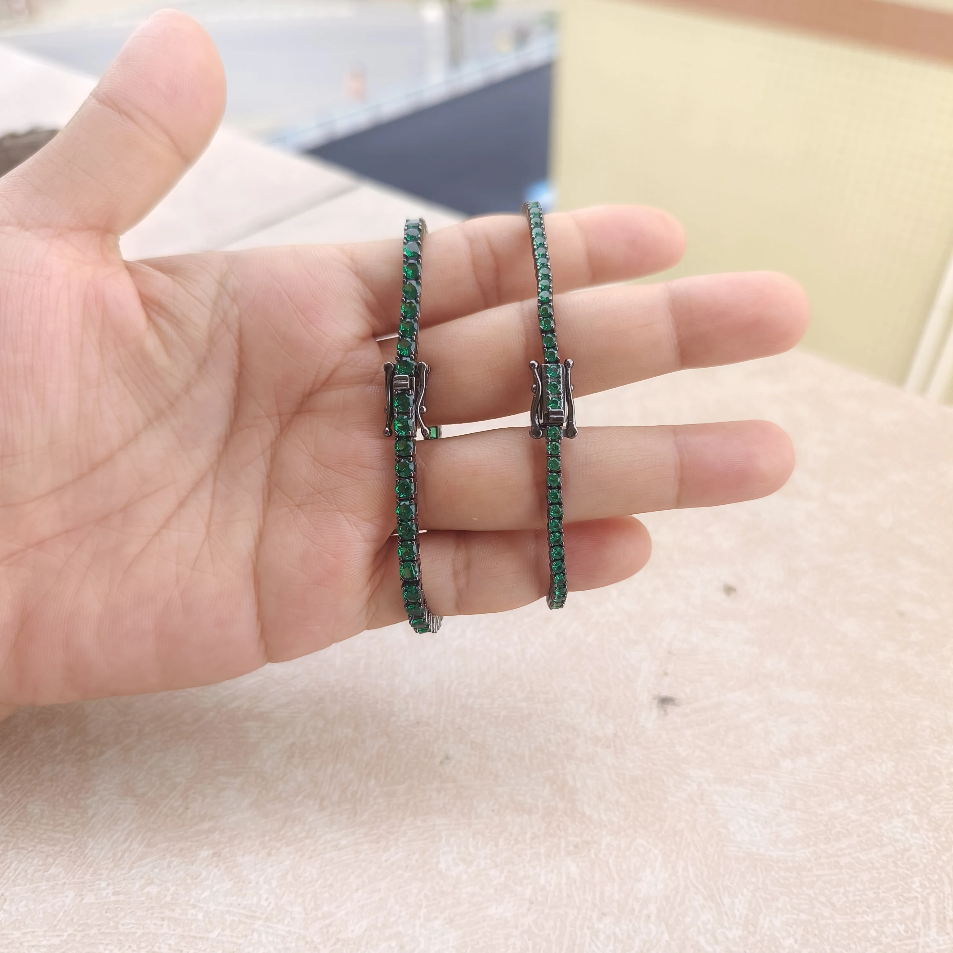 EUREKA 2 مللي متر 3 مللي متر 925 فضة سوار الزمرد رومانسية الزفاف رجل امرأة غرامة المجوهرات بالجملة #2