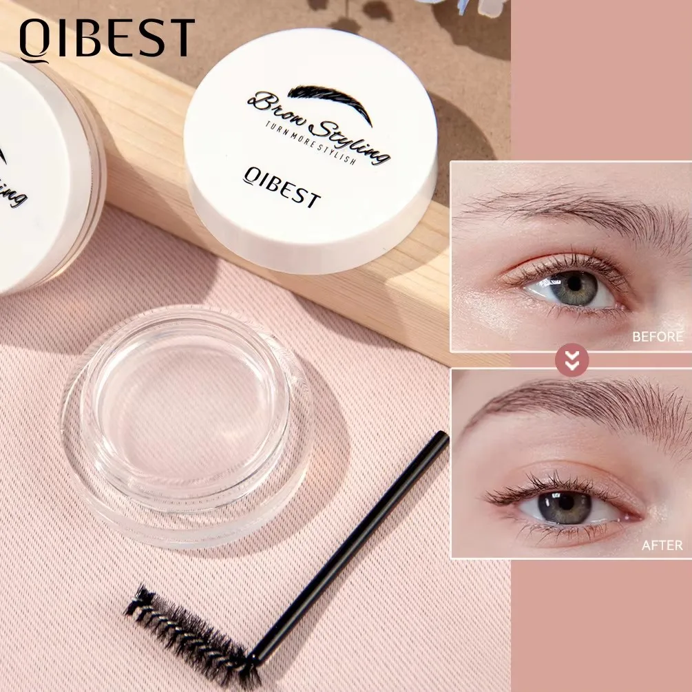 QIBEST Waterproof Eyebrow Cream Transparent Quick Dry Eyebrow Styling Cream Long Lasting Gel Makeup Eyebrow Sculpt Soap.