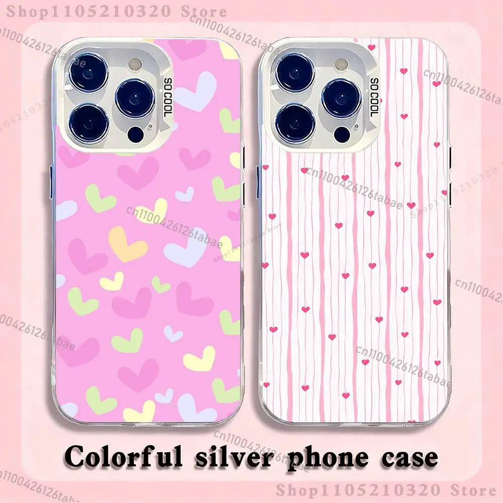 

Cute Love Heart Phone Case For iPhone 17,16,15,14,13,12,11,Mini,Pro,E,MAX White Matte Silicone Whtie Cover