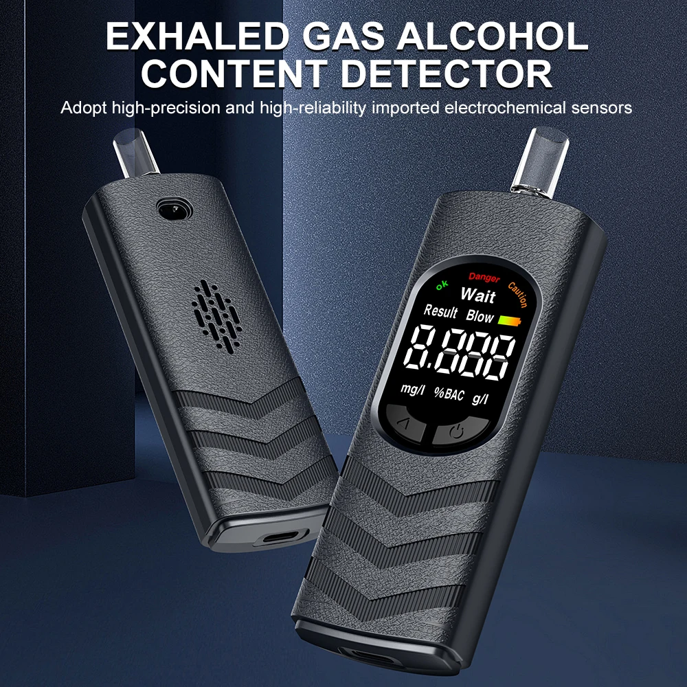 Digital Alcohol Tester Professional Alcohol Detector Breathalyzer Police Alcotester LCD Display Drunk Driving Test for Home