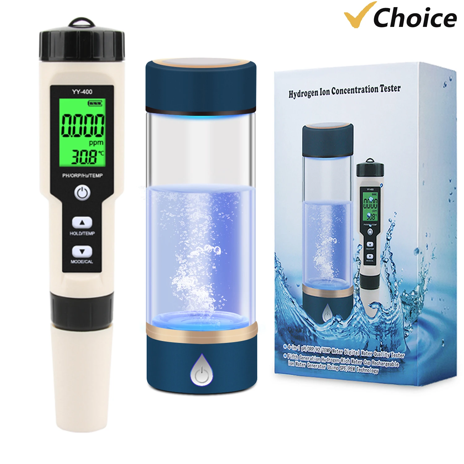 

Digital PHORP H2 TEM Water Quality Test Pen Analyze Monitor Meter ATC 0-2400ppb Hydrogen-rich Detector Generation Hydrogen Water
