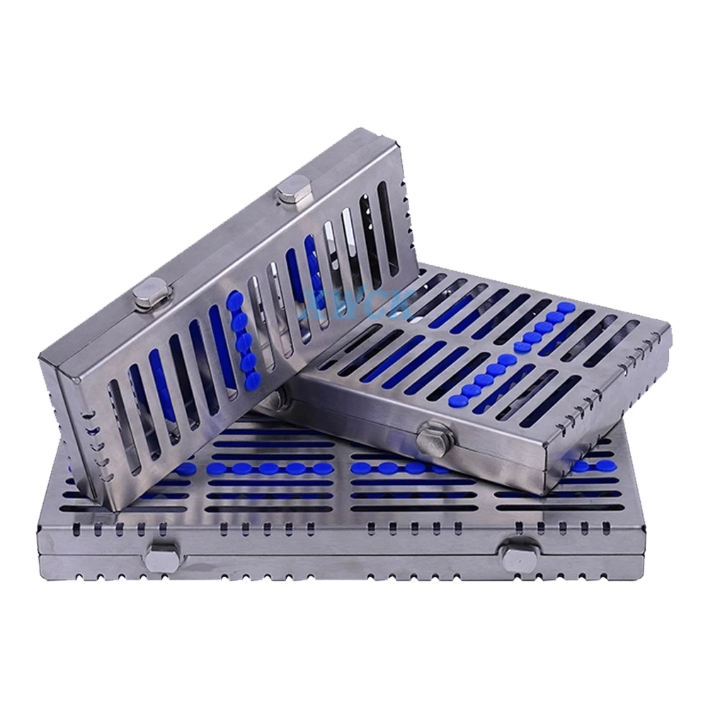 

Stainless steel Dental Autoclavable Surgical Sterilization Box Sterilization Rack Dental Cassette File Burs Disinfection Tray