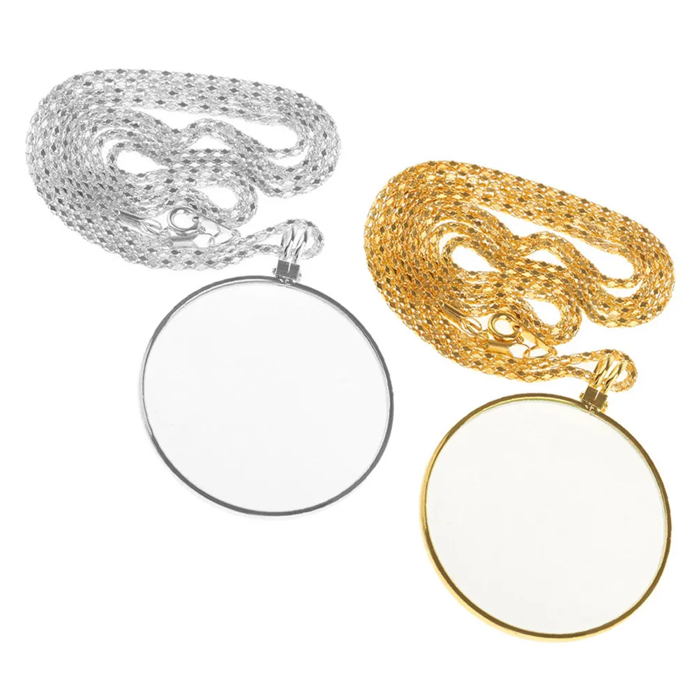 

2Pcs Magnifier Necklace Zinc Alloy Hanging Magnifying Glass 5X Lightweight Reading Magnifier for Elderly Books Newspapers Crafts