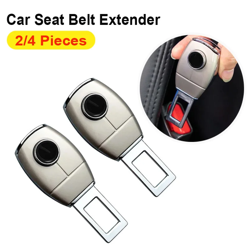 1/2/4 Pieces Car Seat Belt Clip Extender Alloy Seatbelt Lock Buckle Plug Auto Fastener Converter Clip Safety Belt Decoration